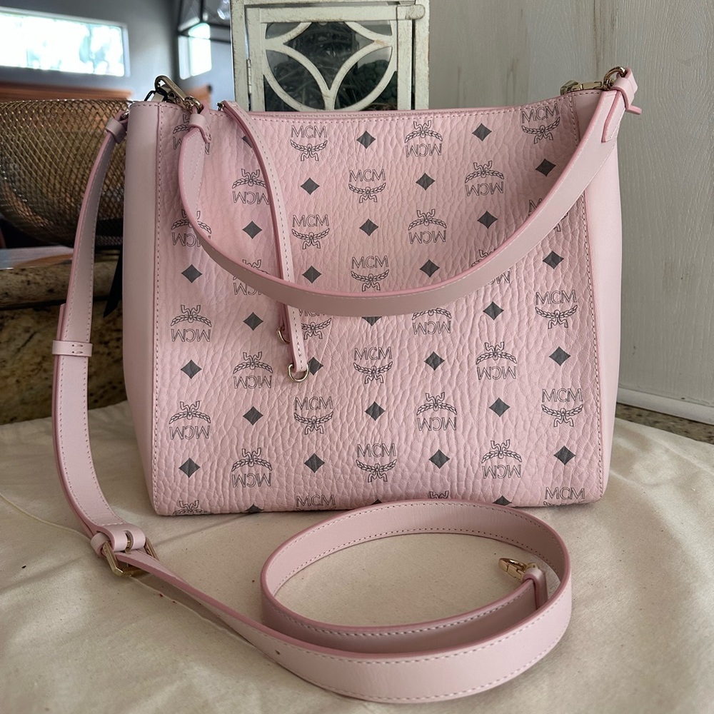 New MCM medium aren VI leather hobo shoulder bag / crossbody